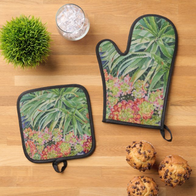 Botanical Oven Mitt & Pot Holder Set (Top Down)