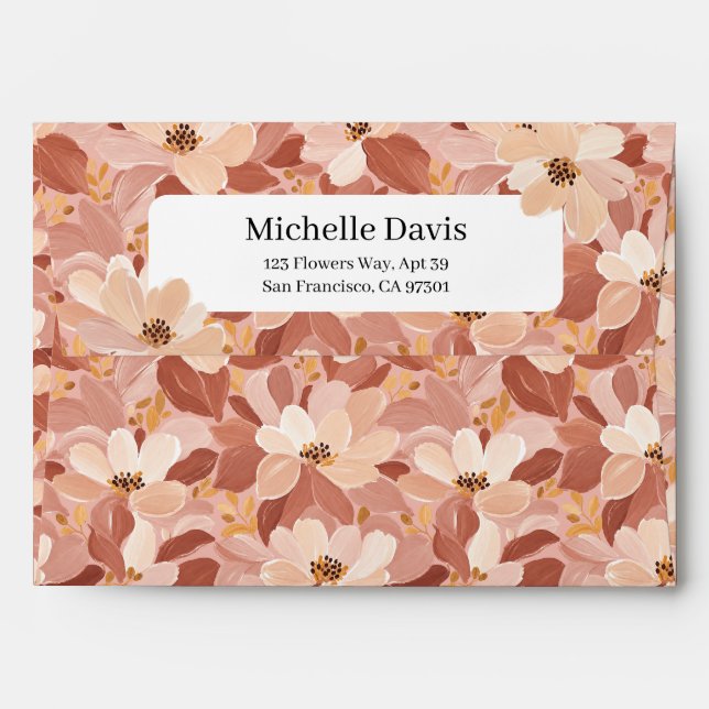 Botanical Painting Background Warm Note Envelope (Back (Top Flap))
