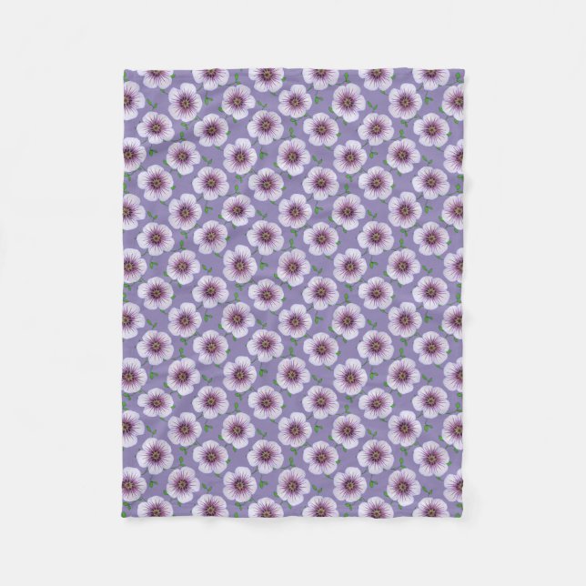 Botanical Pale Blue Geranium Flower on any Colour Fleece Blanket (Front)
