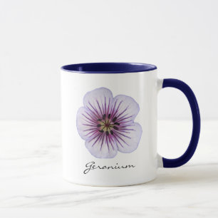 Botanical Pale Blue Geranium Flower with Name Mug