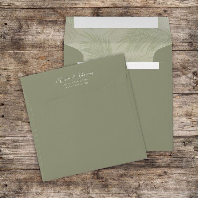 Botanical Palm Leaves Green Foliage Return Address Envelope (Creator Uploaded)