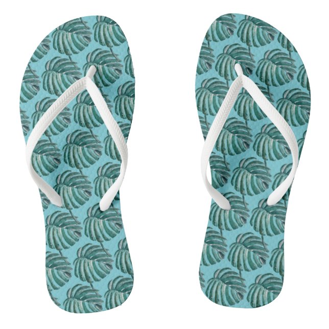 Botanical Palm Tree Print Thongs (Footbed)