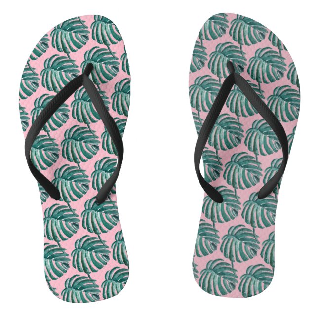 Botanical Palm Tree Print Thongs (Footbed)