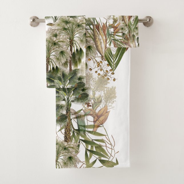 Botanical Palm Trees Fronds Fruits Bath Towel Set (Insitu)
