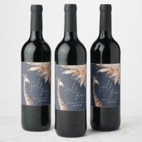 Botanical pampas grass giraffe safari navy blue