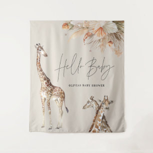 Botanical pampas grass modern giraffe safari chic  tapestry