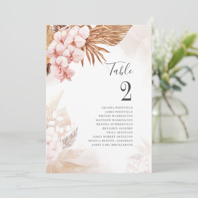 Botanical Pampas Grass Terracotta Table Number 2 (Standing Front)