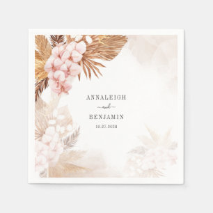 Botanical Pampas Grass Terracotta Wedding Party Napkin