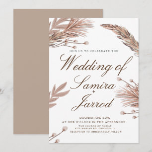 Botanical Pampas Hand Drawn Botanical  Wedding Invitation