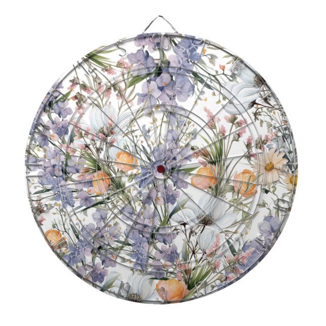Botanical pastel colours wildflower summer floral dartboard (Front)