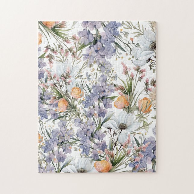 Botanical pastel colours wildflower summer floral jigsaw puzzle (Vertical)