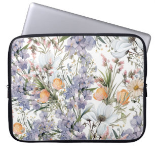 Botanical pastel colours wildflower summer floral laptop sleeve