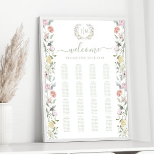 Botanical Pastel Floral Wedding Seating Chart