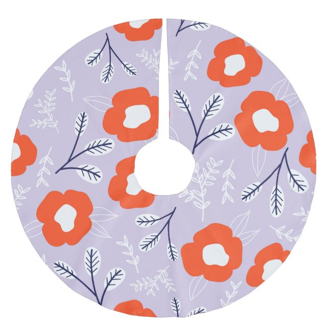Botanical Pastel Pink: Floral Pattern Brushed Polyester Tree Skirt (Front)