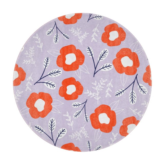 Botanical Pastel Pink: Floral Pattern Cutting Board (Front)