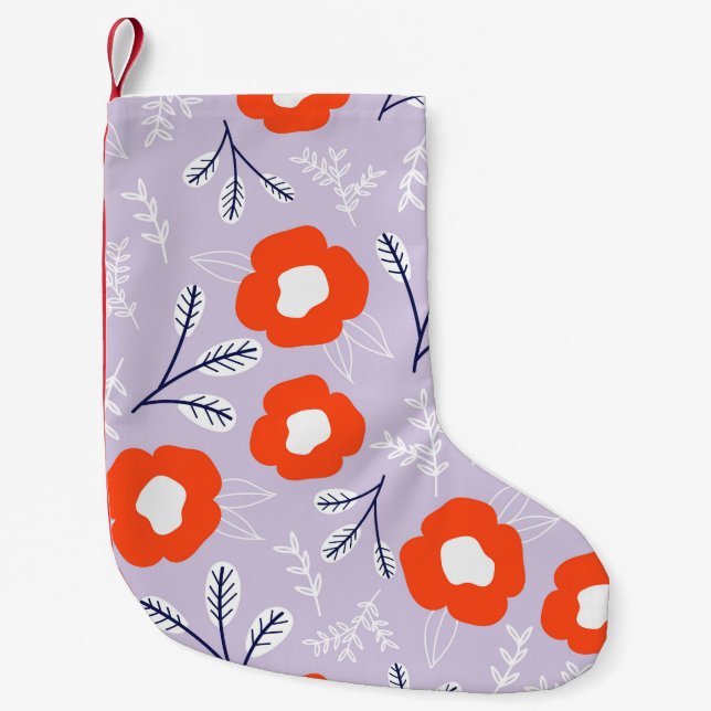 Botanical Pastel Pink: Floral Pattern Small Christmas Stocking (Front)