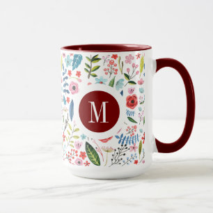 Botanical Pattern Cute Colourful Leafs & Flowers V Mug