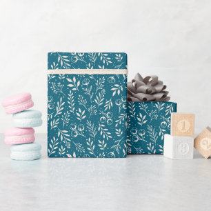 Botanical Pattern Dark Blue - Wrapping Paper Roll
