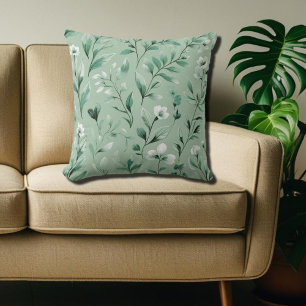 Botanical pattern  in subtle  greens  Cushion