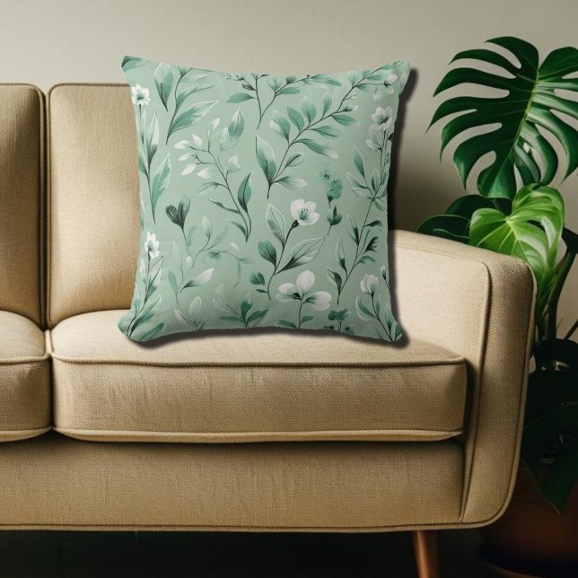  Botanical pattern  in subtle  greens  Cushion (Creator Uploaded)