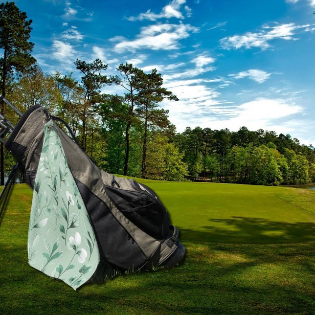  Botanical pattern  in subtle  greens   Golf Towel (Creator Uploaded)
