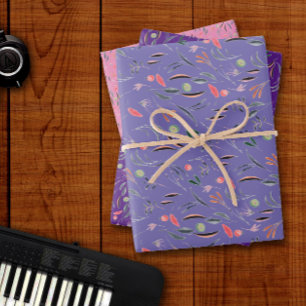 Botanical pattern leave lavender wrapping paper