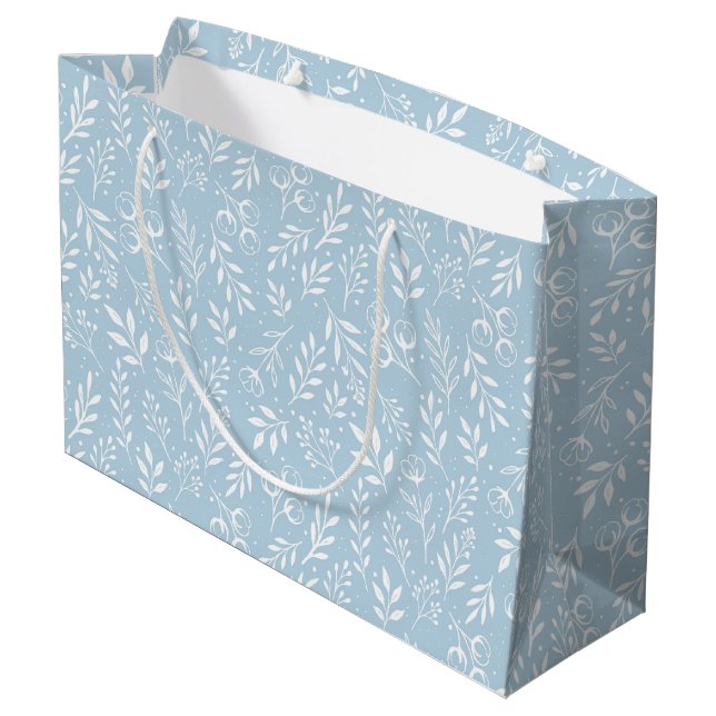 Botanical Pattern Light Blue - Large Gift Bag (Back Angled)