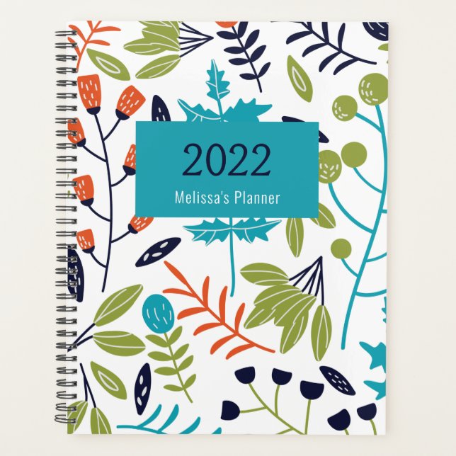 Botanical Pattern Modern Floral Personalised Plann Planner (Front)