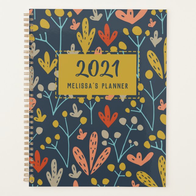 Botanical Pattern Modern Personalised Year Planner (Front)