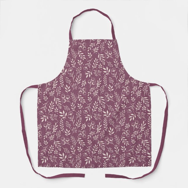 Botanical Pattern Muted Plum - Apron (Front)