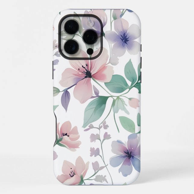 Botanical Pattern, Pastel Colour iPhone Case (Back)