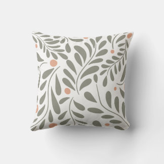Botanical Pattern Sage green leaves Cushion