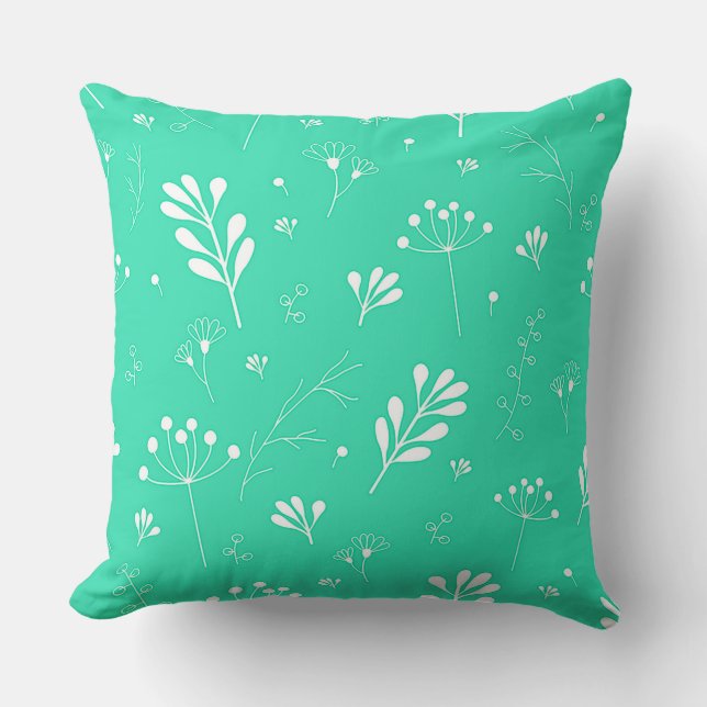 Botanical Pattern With Minimalistic Floral Element Cushion (Front)