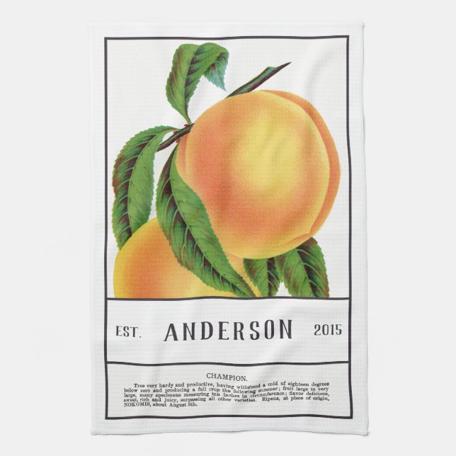 Botanical Peaches Customisable Tea Towel (Vertical)