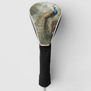 Botanical: peacock on stairs in an English garden Golf Head Cover