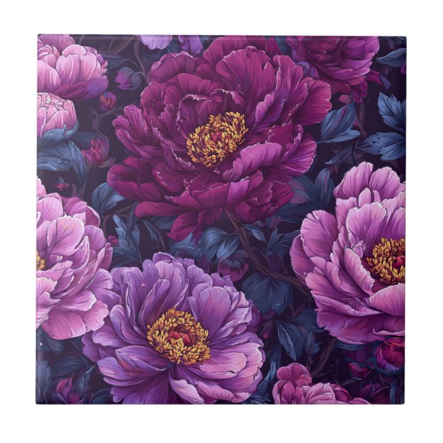 Botanical Peonies Ceramic Tiles For Bathroom Floo (Front)