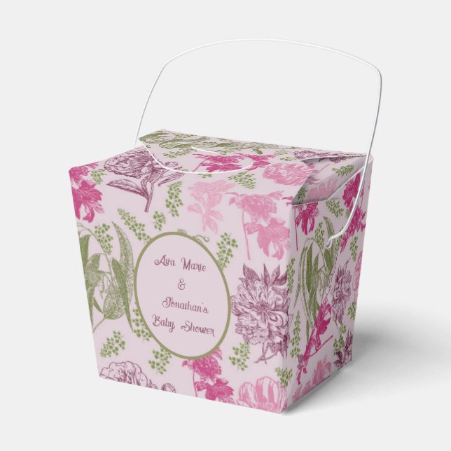 Botanical Peony Eucalyptus Girl Baby Shower  Favour Box (Front Side)