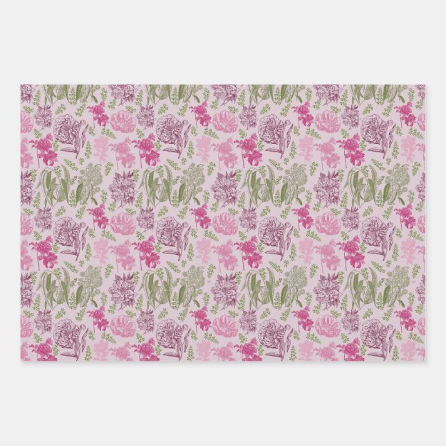 Botanical Peony Eucalyptus Girl Baby Shower  Wrapping Paper Sheet (Front)