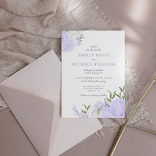 Botanical Periwinkle Watercolor Wedding Invitation