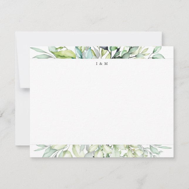 Botanical Personalised Monogram Stationery Card (Front)
