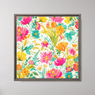 Botanical Phoenix Pink and Orange Design Canvas Print