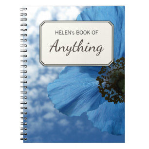Botanical Photo Blue Poppy Personalised Notebook