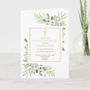 Botanical Photo Celebration of Life Funeral Folded Invitation