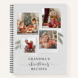 Botanical Photo Collage Grandma Christmas Recipes Notebook