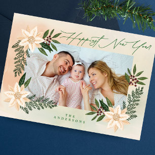 Botanical Photo Frame   Happy New Year Holiday Card