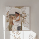 Botanical Photo Frame with Monogram and Year Faux Canvas Print<br><div class="desc">This modern photo canvas features a whimsical neutral boho bouquet and a framed arch shaped photo. The year and couples monogram sit at the bottom of this simple design in a terracotta typography,  making it a lovely gift for a newlywed couple or as a beautiful anniversary gift.</div>