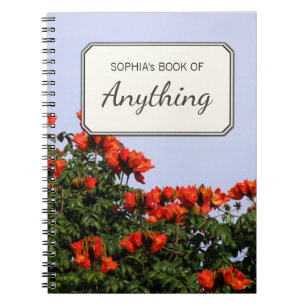 Botanical Photo Tropical Tulip Tree Personalised Notebook