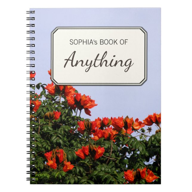 Botanical Photo Tropical Tulip Tree Personalised Notebook (Front)