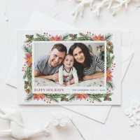 Botanical Pine Needles and Poinsettia Photo