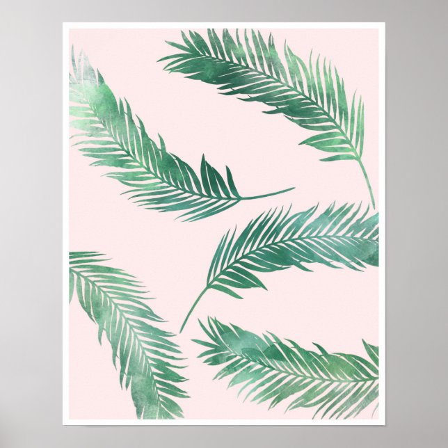 Botanical pink and green nature poster print (Front)